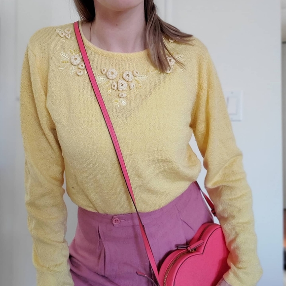 Vintage Yellow Long Sleeve Acrylic Knit - Picture 5 of 7